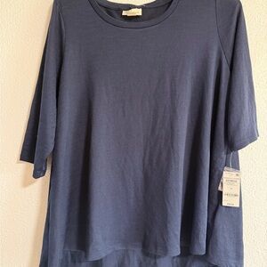 Style & Co. Blue 3/4 Sleeve Relaxed Boxy Tee
